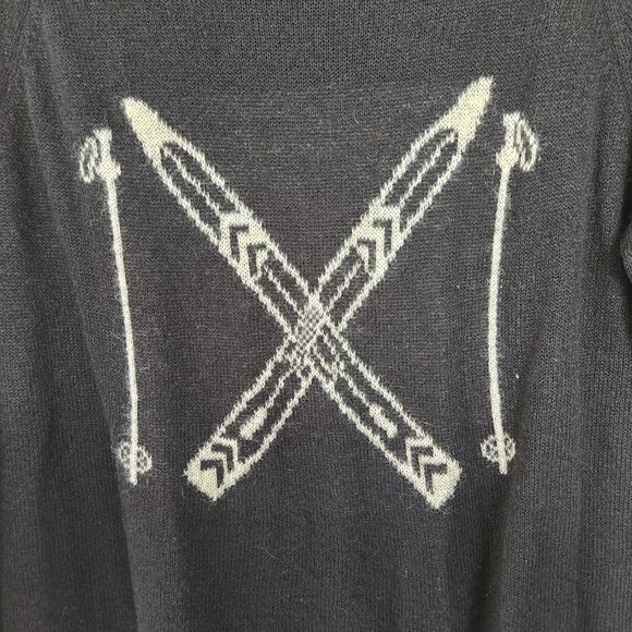 Woolrich Woman’s XL Mohair Wool Blend Black Lightweight Ski Print Crew Sweater - Picture 4 of 7